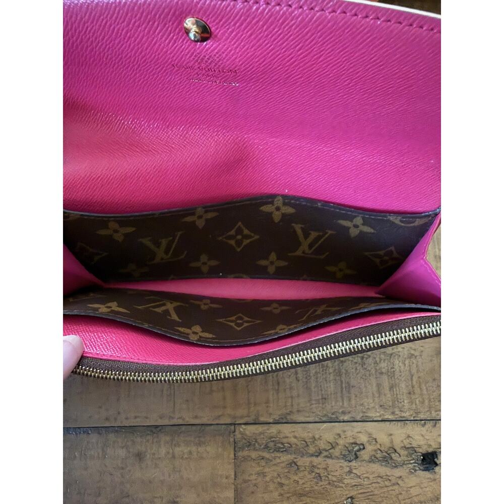Louis Vuitton Wallet Womens Brown Monogram Canvas Pink Flower Wristlet France - Picture 13 of 16